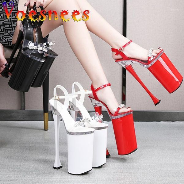 

sandals pole dance shoes 2021 summer super high 26cm platform diamonds thin heels black red for girls modern1