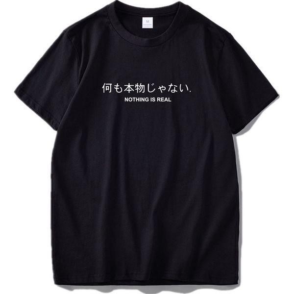 Nada é real camiseta harajuku japonês engraçado algodão tops letra impressão tee hipster tshirt navio de gota 210629