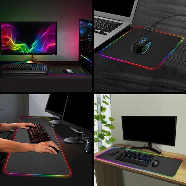 

mouse pads & wrist rests s rgb gaming pad large gamer led computer mousepad mat with backlight carpet for keyboard desk