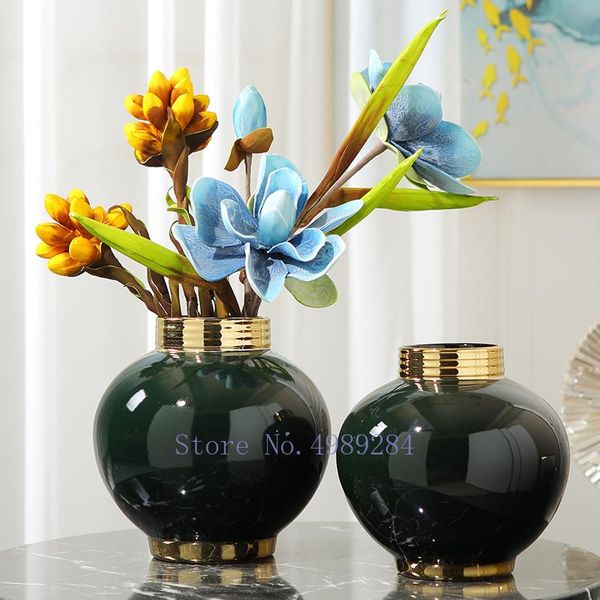 

vases retro ceramic vase green chinese style golden modern home deskflower arrangement hydroponics decorative accessories