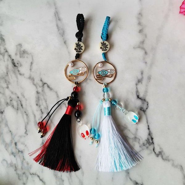 

keychains dao zu shi keychain wei wuxian lan wangji the same pendant key chains fashion tassel accessories, Silver