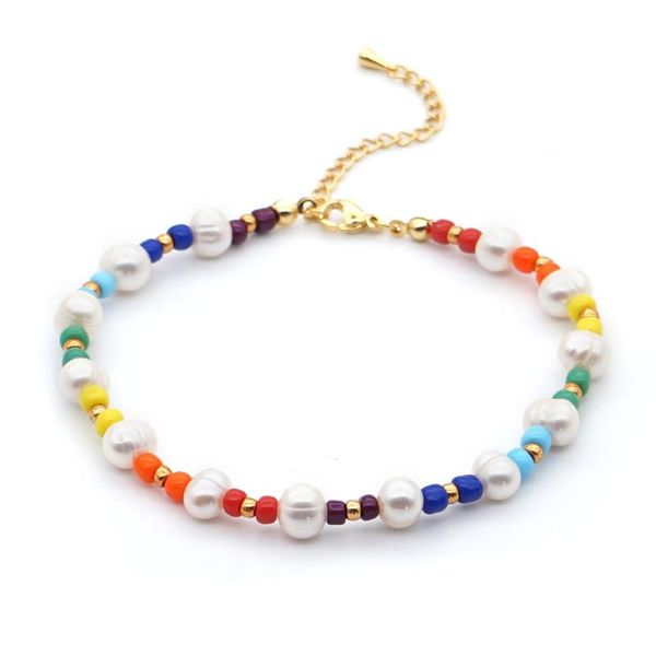

anklets go2boho fashion ankle for women anklet bracelet on leg freshwater pearl rainbow seed bead jewellery tobillera mujer, Red;blue