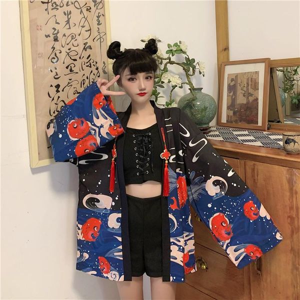 

ethnic clothing kimono dress shirts women man japanese streetwear yukata female traditional clothes samurai haori long cardigan shirt, Red