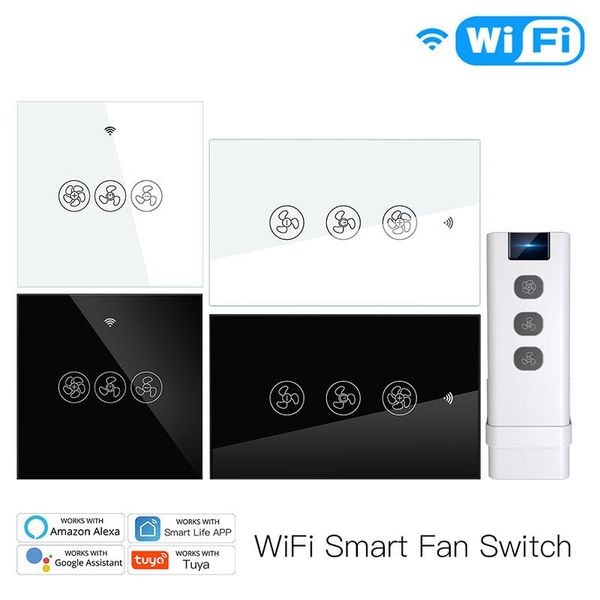 

smart home control wifi rf433 ceiling fan switch life/tuya app 2/3 way wireless remote works with alexa google