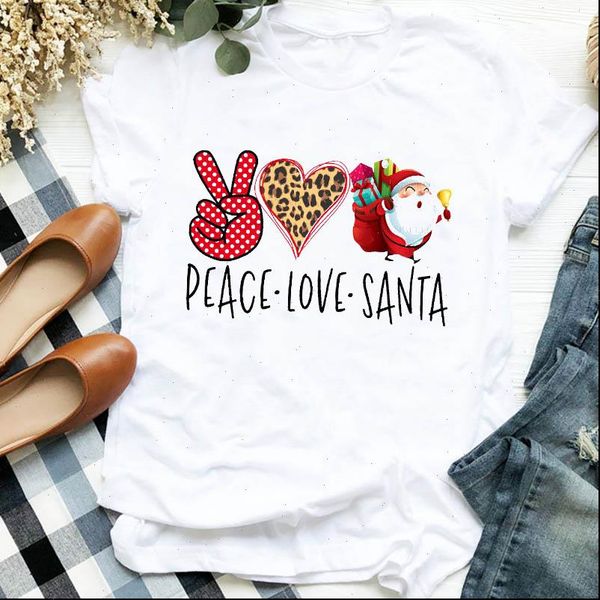 

women lady womens t shirts printing santa claus 90s autumn winter merry christmas tshirt female graphic clothes shirt tee, White