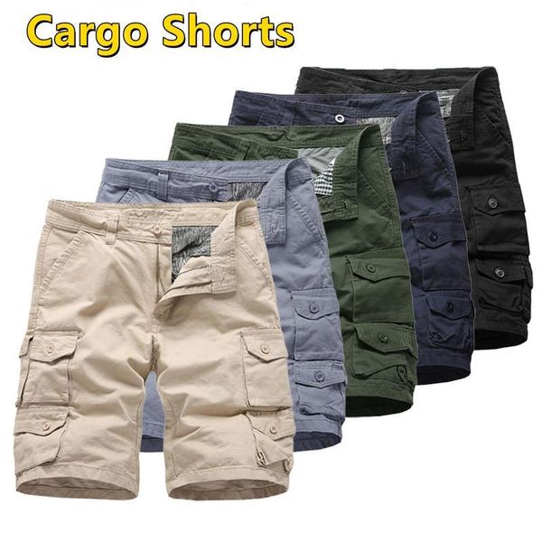 

men's shorts mens summer cargo army tactical men cotton work multi pocket casual short pants male clothing, White;black