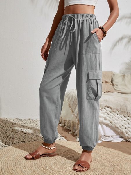 

flap pocket cargo pants m8uc#, Black;white