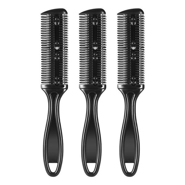 

hair brushes 3pcs cutter comb double side haircut scissors plastic trimmer with stainless steel blade shaper razor, Silver