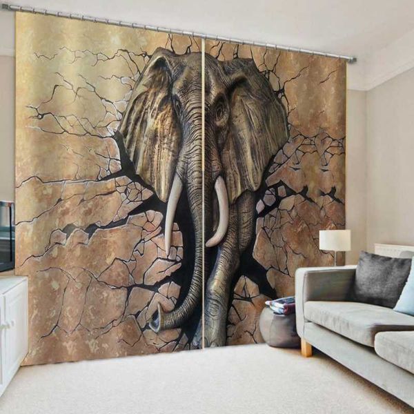 

curtain & drapes the animal printing 3d modern elephant curtains for living room bedroom children blackout cortinas