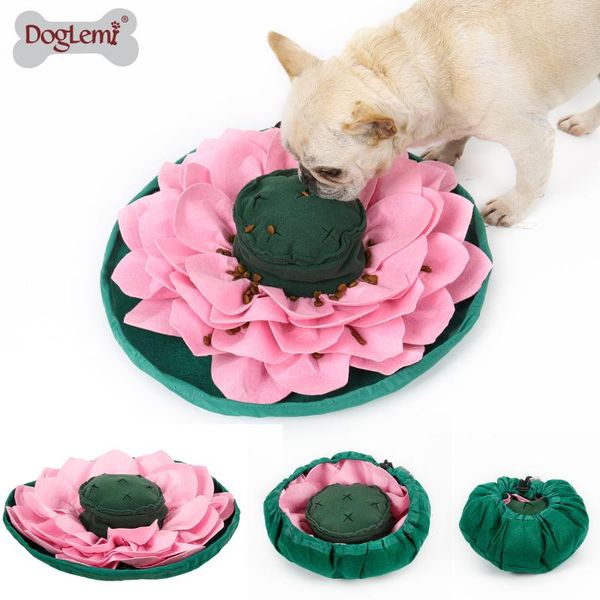 

lotus flower design dog snuffle bowl mat slow feeding training nosework kennels & pens