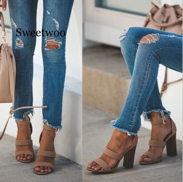 

women's jeans 2021 hole long pants denim est women stretch ripped distressed skinny high waist shredded trousers, Blue