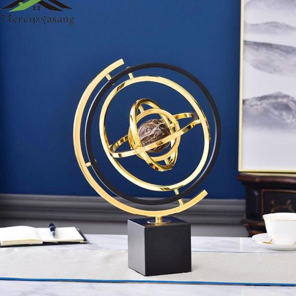 

decorative objects & figurines creative home decoration accessories for living room metal 3d globe ornament office cabinet desk adornment ch