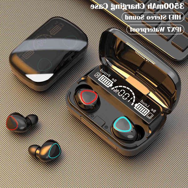 

tws bluetooth 5,1 headphones 3500mah load box wireless stereo headphones sport waterproof headsets with microphone wholesale