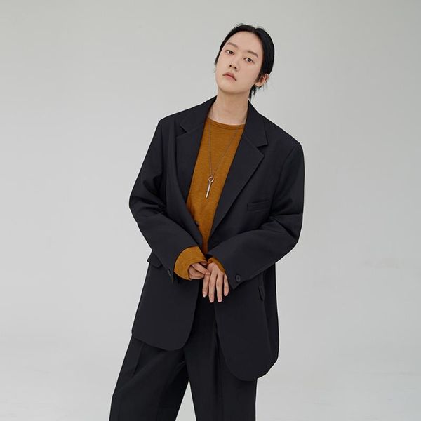 

men's suits & blazers suit coat solid color simple single button casual personality lapel loose large size, White;black