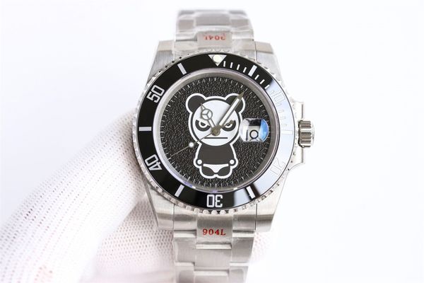 

men's watch 40mm blue crystal glass heavy waterproof 2836 automatic mechanical movement three link chain, Slivery;brown