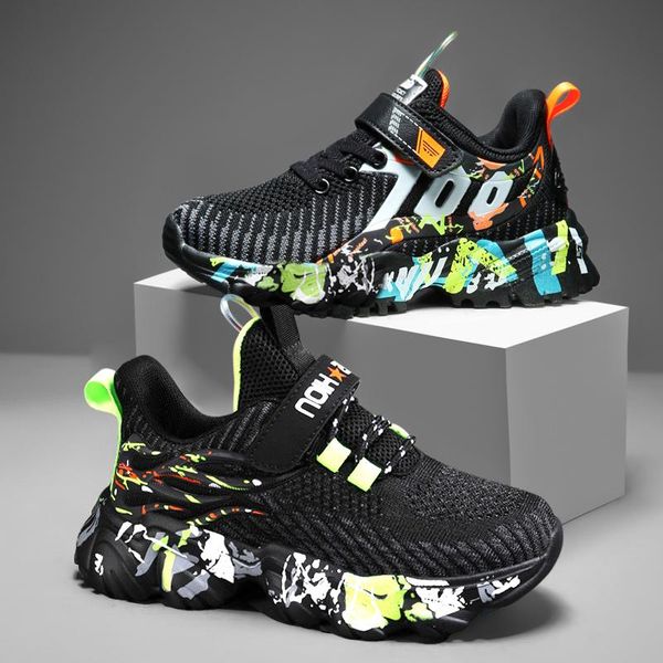 

spring kids sports shoes for boys fashion mesh casual children sneakers boy toddler baby breathable sport shoe athletic & outdoor, Black