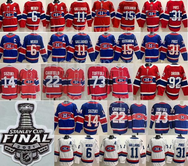 

hockey stanley cup final montreal canadiens jersey cole caufield 73 tyler toffoli nick suzuki jesperi kotkaniemi brendan gallagher carey, Black