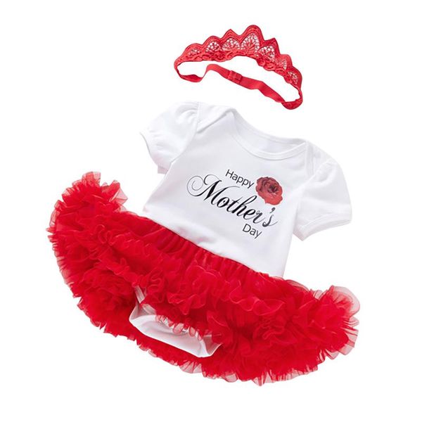 

girl short-sleeved mother's day letter printed romper baby clothes children dresses for girls summer dress girl's, Red;yellow