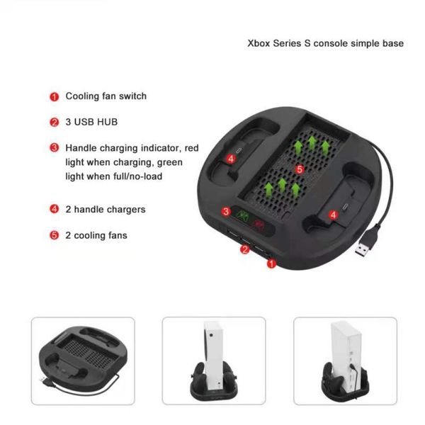 

cooling fan vertical stand for x-box series x,x-box sx cooler dual controller charging dock station holder 3 usb hub game controllers & joys