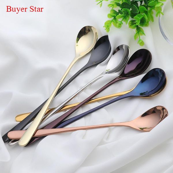 

pcs/lot ice cream coffee handled long handle stainless steel spoons flatware sets