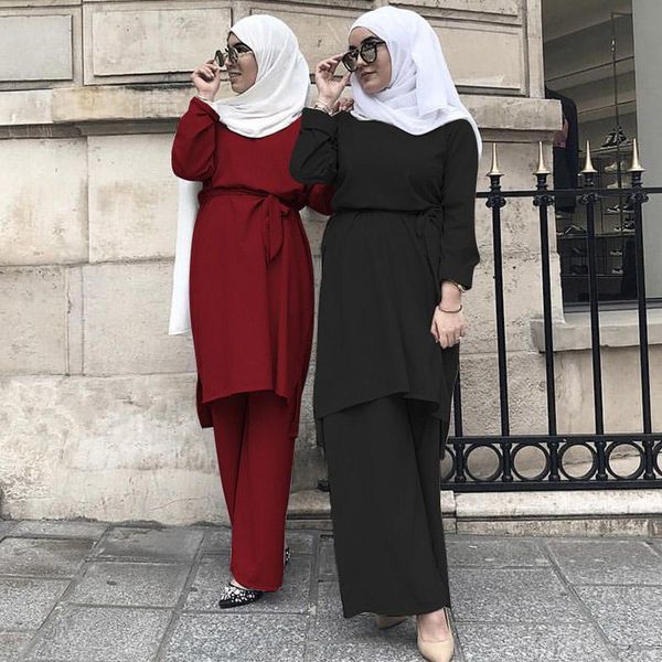 

ethnic clothing muslim fashion women's suit islamic eid mubarak pants israel casual wear abaya style dating conservative, Red