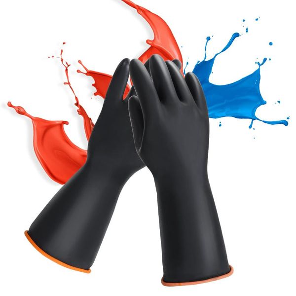

disposable gloves 35cm resistant oversize househould cleaning industrial latex resist acid heavy duty glove for work safety