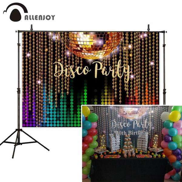 

party decoration allenjoy disco pocall retro sparkly ball neon bead curtain backdrops glitter bokeh eighties brithday stage background