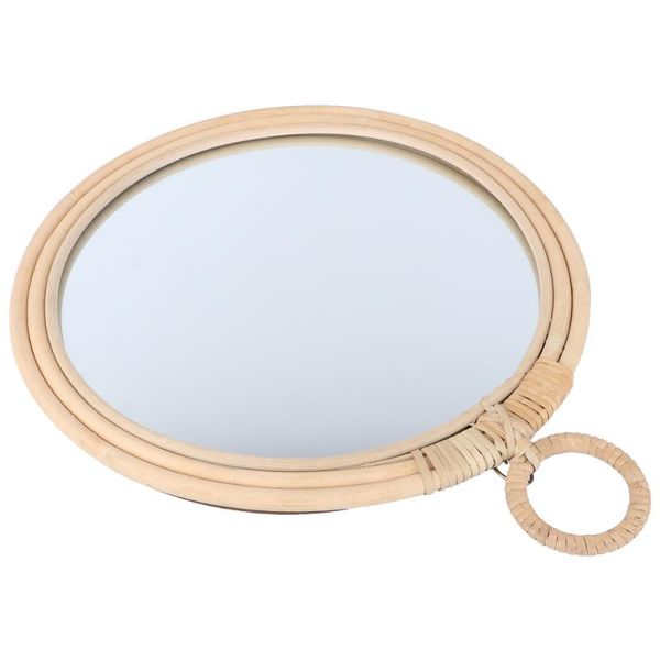 

mirrors 1pc willow woven ornamental mirror rattan hanging (khaki)