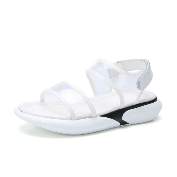 

summer women sandals flat platform jelly shoes wedge beach high heel white, Black