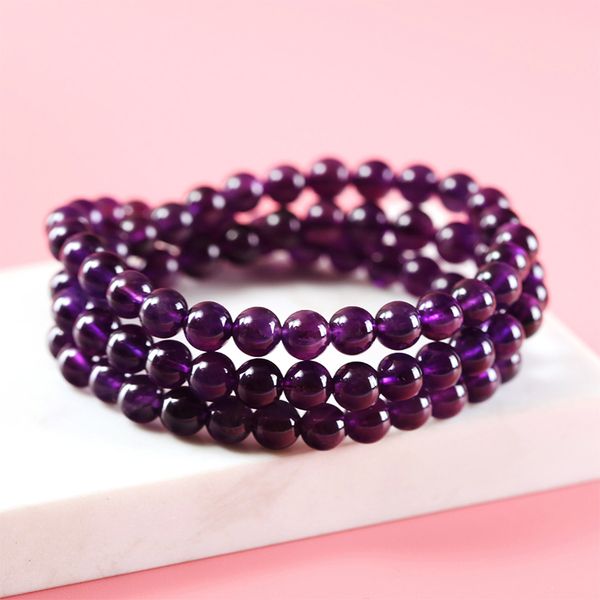 

6-6.5mm amethyst bracelet natural amethyst bracelet amethyst chain, Black