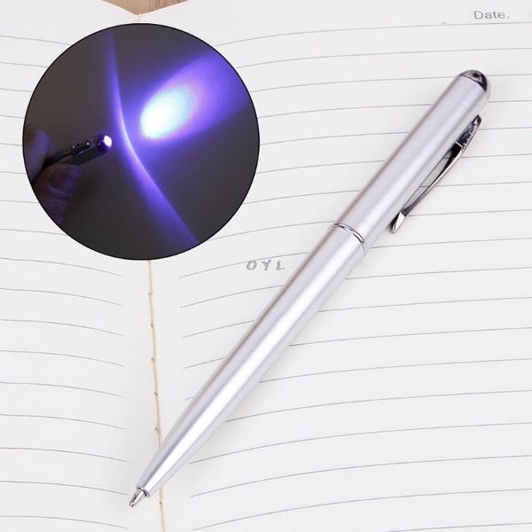 

ballpoint pens creative magic led uv light pen with invisible ink secret novelty item for gifts school office supplies, Blue;orange