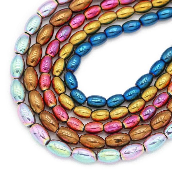 

other blue,gold,green,purple rice grains hematite natural stone 6/8mm oval spacer loose beads for jewelry making diy bracelet necklace