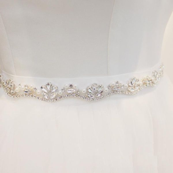 

wedding sashes baziiingaaa fashion flashing diamond bridal girdle wild wave thin belt dress with beautiful accessories, White