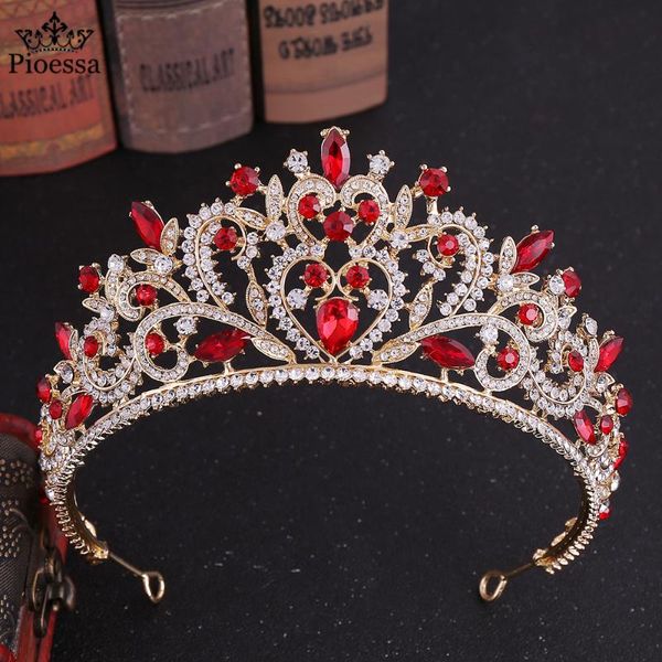 

hair clips & barrettes pioessa luxury bridal tiara big crystal queen crown wedding accessories diadem headband pageant ornaments headdress, Golden;silver