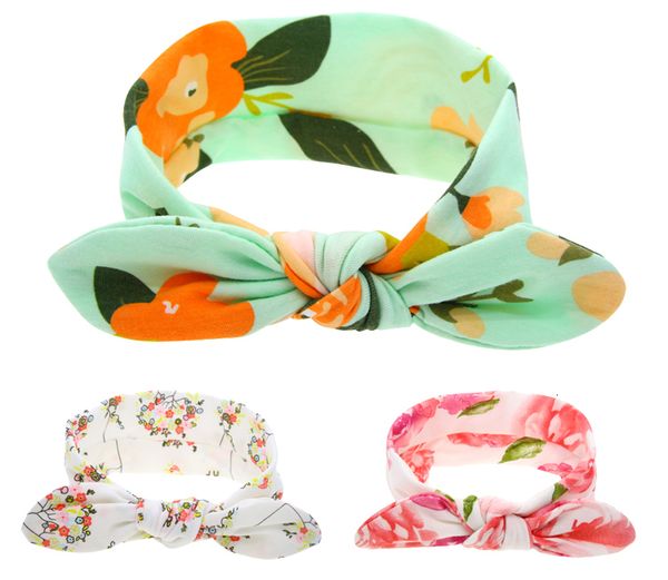 

hair accessories baby headbands flower girls bunny ear band kids cute turban knot floral printing headband headwear princess kha506 w5ok, Slivery;white