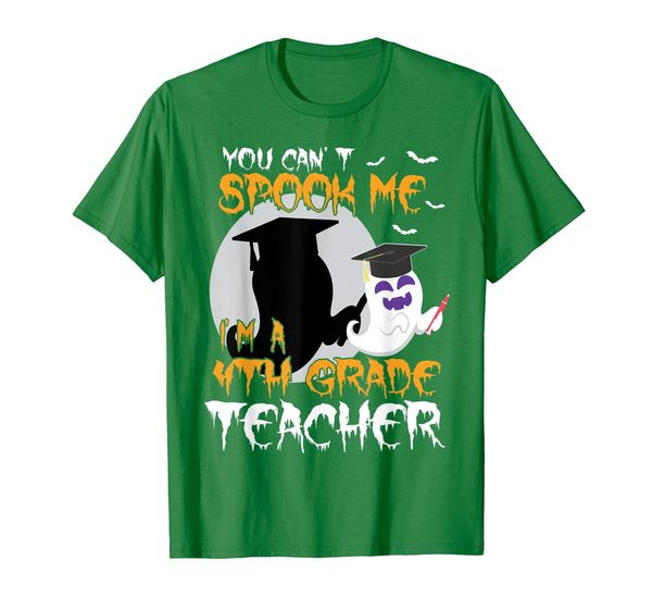 

scary ghost you can't spook me i'm a 4th grade teacher shirt, White;black
