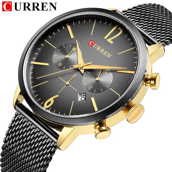 

wristwatches curren fashion watch men mesh strap minimalist for quartz casual brand male clock relojes para hombre, Slivery;brown