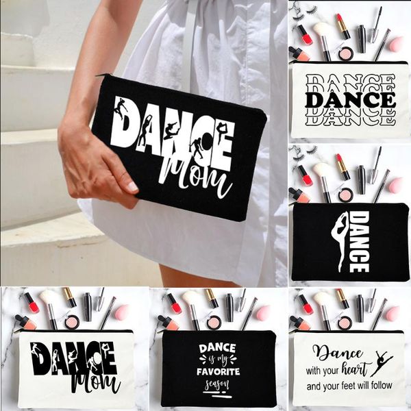 

cosmetic bags & cases dance mama women tote bag casual fashion makeup pouch handbag lipstick pencil storage organizer dancer gifts
