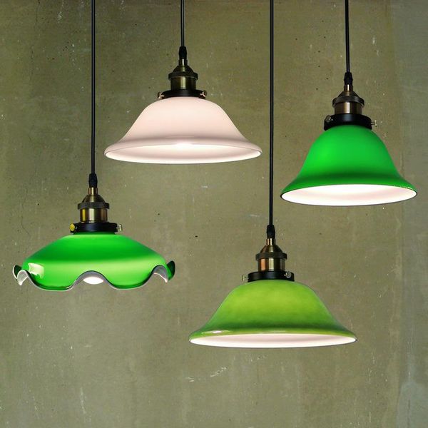 

nordic industrial e27/e26 pendant lights creative retro restaurant corridor bar coffee shop single green glass home decore lamp lamps