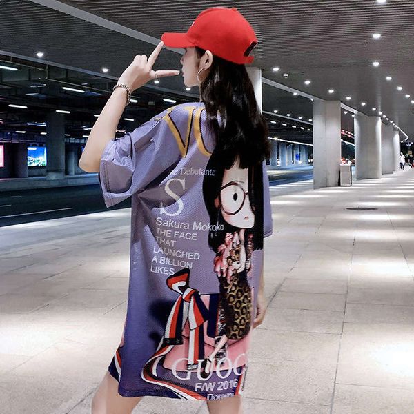 

women's dresses summer casual digital printing fashion short sleeve t-shirt, Black;gray