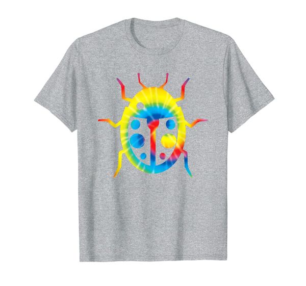 

tie dye ladybird rainbow print insect hippie peace gift t-shirt, White;black