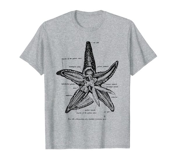 

vintage marine biology starfish sea star tee t-shirt, White;black