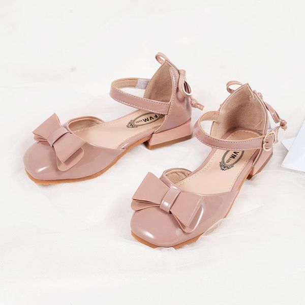 

fashion bow kids princess high heels leather shoes for girls beach children summer sandal 3  5 6 7 8 9 10 11 12 years sandals, Black;red