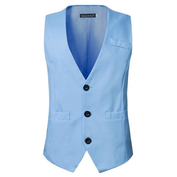 

men's vests 20 suit vest casual solid color three-buckle formal dress multicolor large size, Black;white