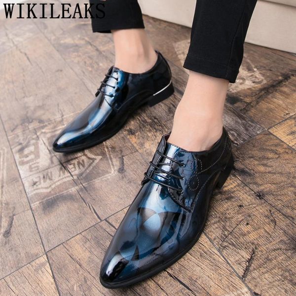 

dress shoes italian office men classic coiffeur fashion patent leather formal brand mens oxford scarpe uomo eleganti, Black