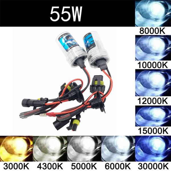 2 шт. 55W HID ксеноновый комплект лампочки H1 H3 H7 H11 880 9005 9006 3000K 4300K ​​6000K 8000K DC 12V автомобильный фар фар фар фар