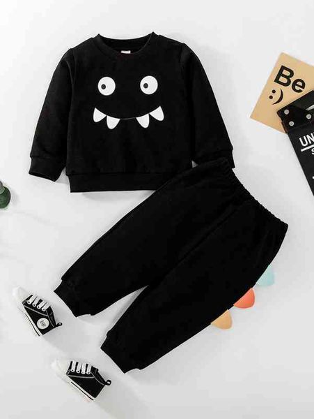 

baby cartoon graphic sweatshirt & sweatpants she, White