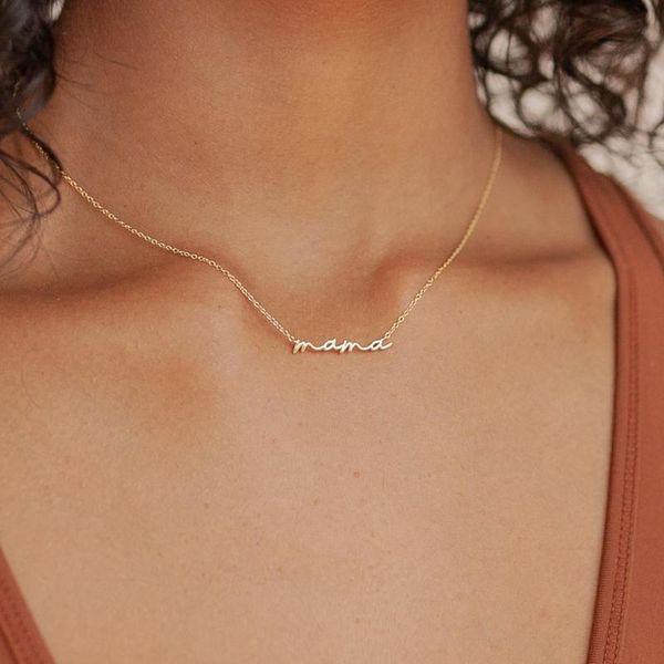

pendant necklaces mama necklace exquisite compact minimalism clavicle for stainless steel jewelry perfect gifts mom, Silver