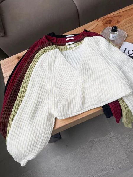 

women's sweaters 2021 winter fashion v-neck long lantern sleeves open stitch casual loose-fitting sweater, White;black
