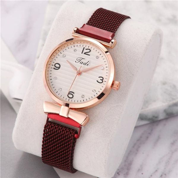 

wristwatches luxury ladies magnetic buckle watch small dial mini women fashion quartz watches elegant bow-knot female mesh strap, Slivery;brown